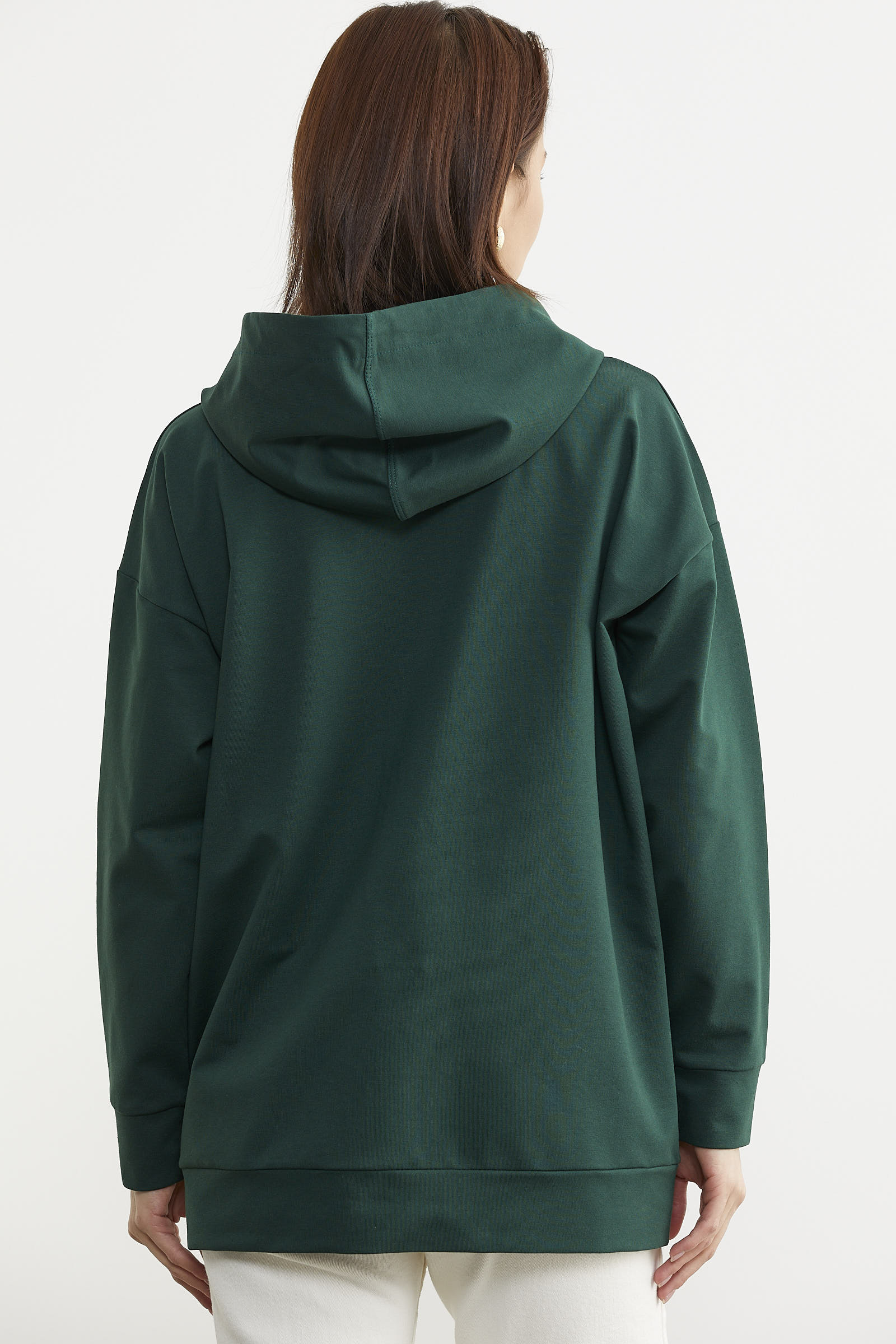 Fermuarlı Oversize Sweat - Yeşil (6) Sementa