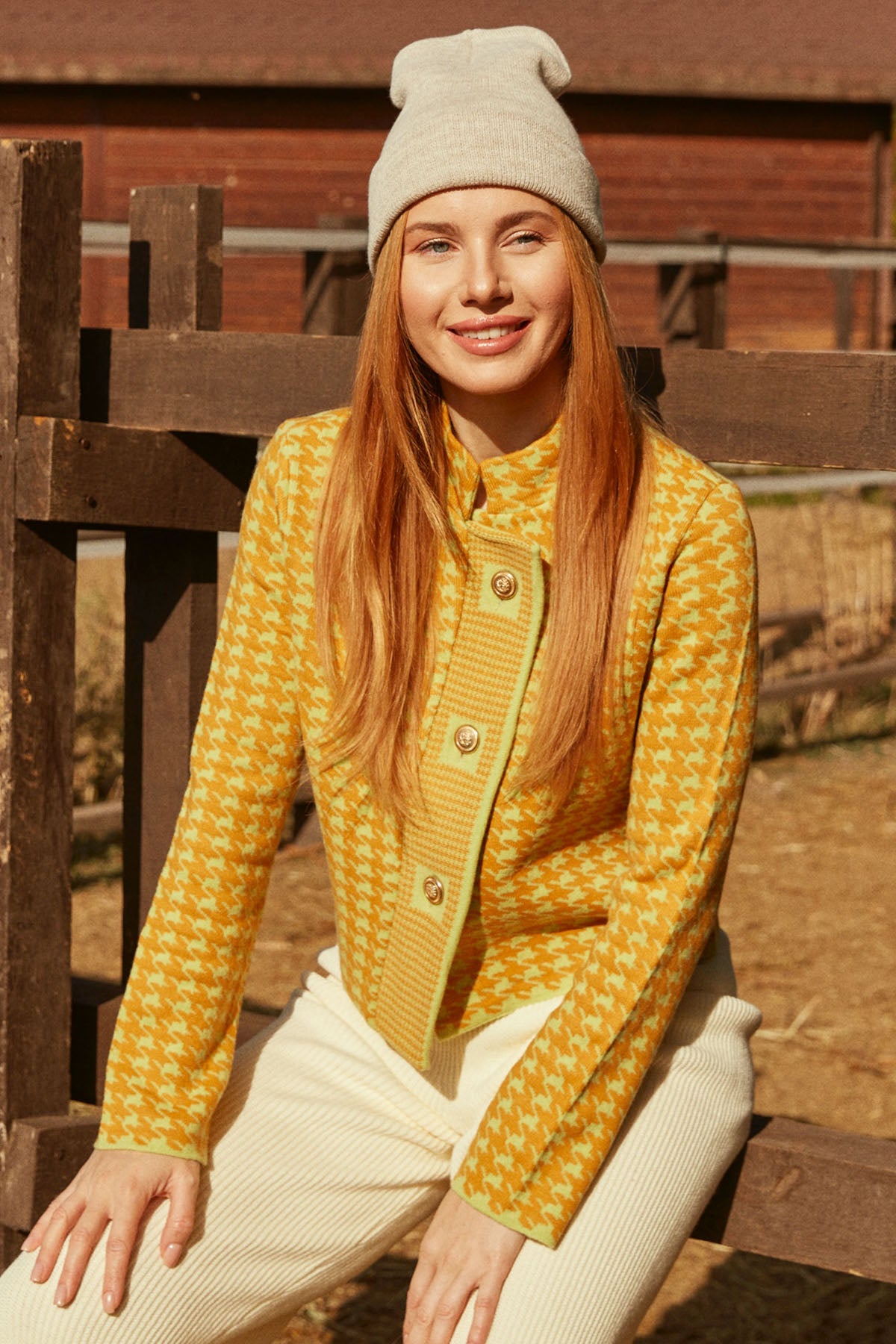 Mustard color 2024 women's cardigan