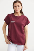 Oversize Kısa Kollu Tshirt - Bordo (1) Sementa