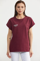 Oversize Kısa Kollu Tshirt - Bordo (3) Sementa