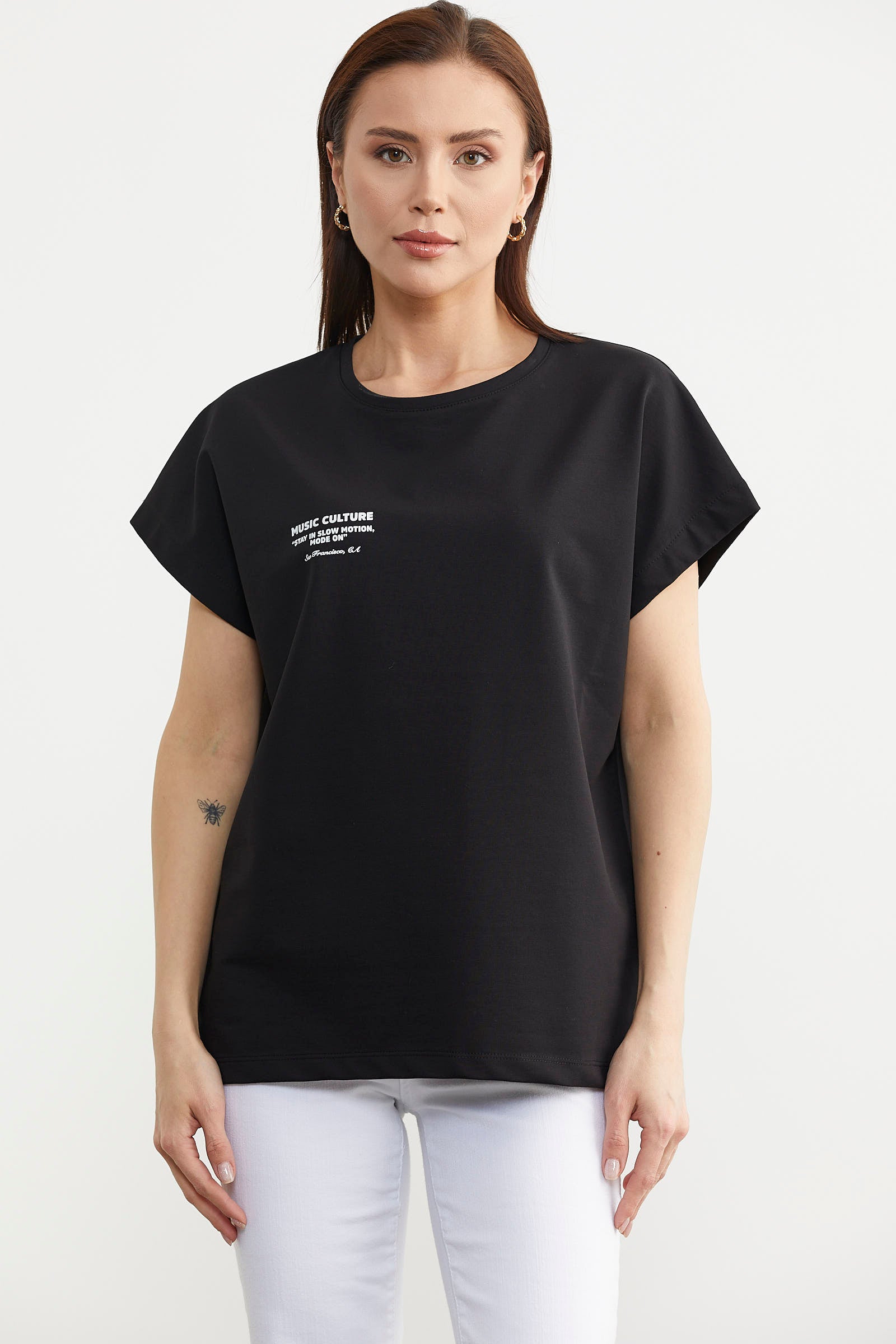 Oversize Kısa Kollu Tshirt - Siyah (1) Sementa