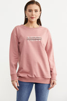 Sıfır Yaka Oversize Sweatshirt - Gül Kurusu (1) Sementa