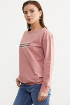 Sıfır Yaka Oversize Sweatshirt - Gül Kurusu (4) Sementa