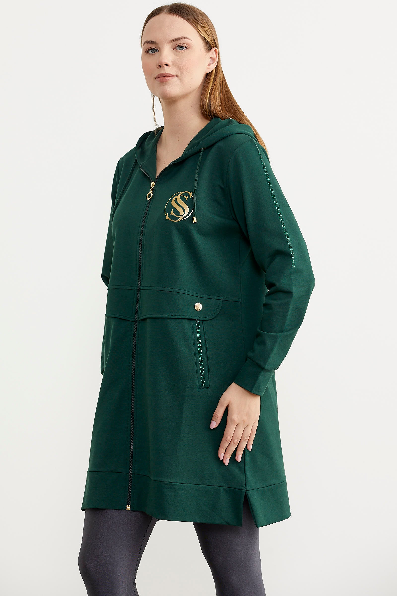 Green tunic sweatshirt hotsell